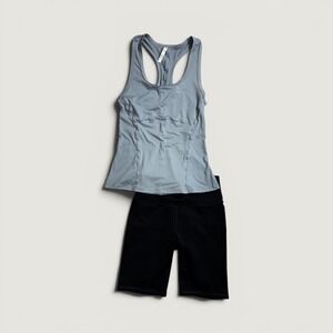 Fabletics Bundle Activewear Set Womens Small Blue Tank Black PowerHold Shorts